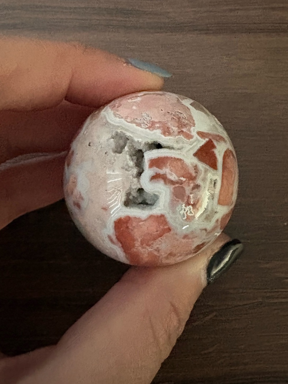 Polished Pink mosaic crystal sphere